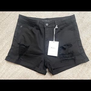 Kancan distressed black shorts